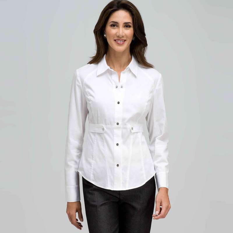 Fitted Seamed Shirt, White, large image number 0