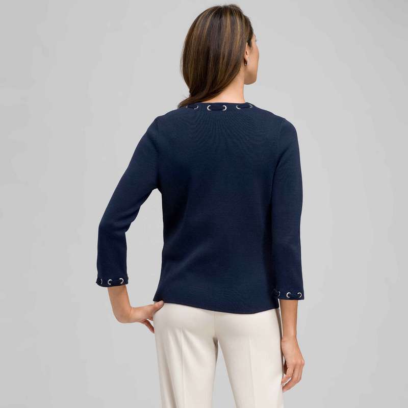 Trimmed Cardigan, Admiral Navy, large image number 1