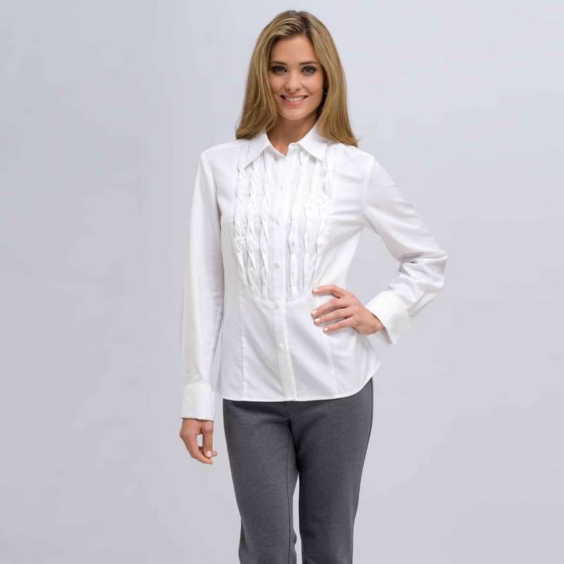 Long Sleeve Shirt With Twist Detail, White, large image number 0